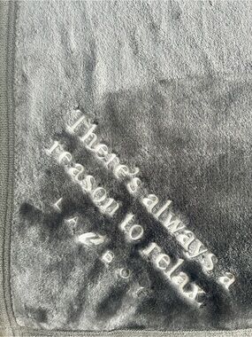 Gray Plush Throw Blanket with Embossed Relax Message (LaZBoy) Large!